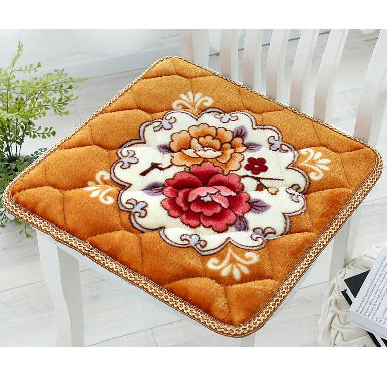 Non Slip Plush Cushion Thickened Indoor Flowers Pattern Chair Cushion Soft Warm Office Cushion