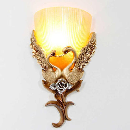 Creative Swan LED wall lamp for living room TV background bedroom bedside wall lamp glass shade