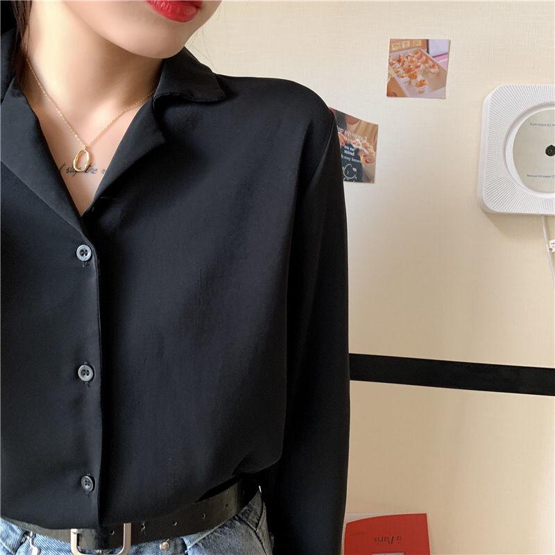 Solid Color Shirt Professional Suit Collar Long-sleeved Lapel Shirt Women's Solid Color Shirt Elegant Temperament Work Wear Suit with Shirt