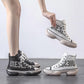 Mesh Thick Bottom Hollow Sandals Female Summer Wild Increased Hole Shoes Breathable Mesh Letter High-top Shoes