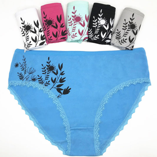 Top 6 pcs/lot Plus Size Women Print Panties Brand Briefs Cotton Underwear Panties