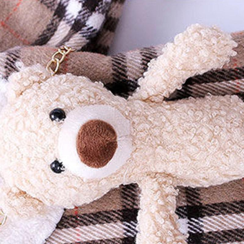 Girls' Woolen Plaid Bear Coat Autumn and Winter Thickened Western Style Blouse Girls Children's Fashion All-match Cotton Jacket