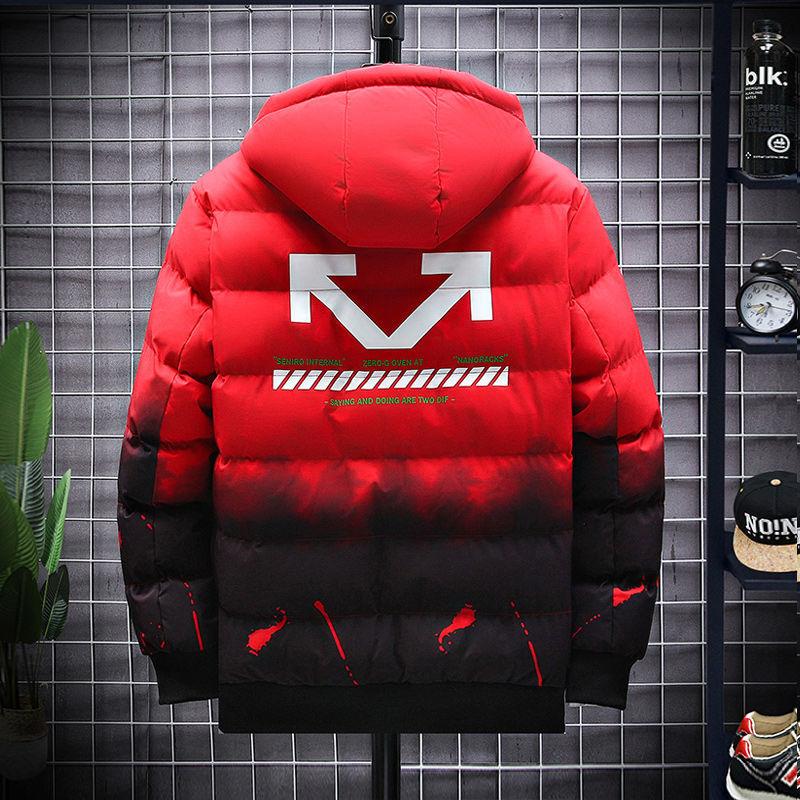 Men's Hooded Jacket Warm Cotton Jacket for Teenagers Plus Thicker Size Fat Style Double-sided Wear Student Cotton Jacket