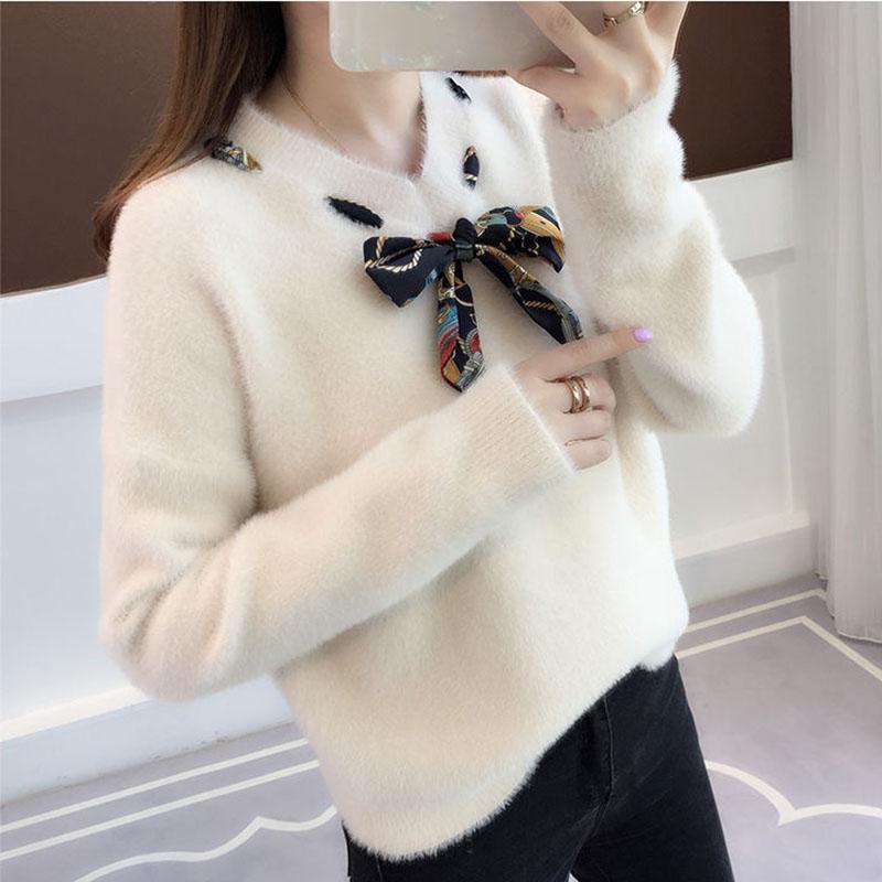 Autumn and Winter Mohair Jacket Fashion Thick Loose Top Casual Style Women Sweater