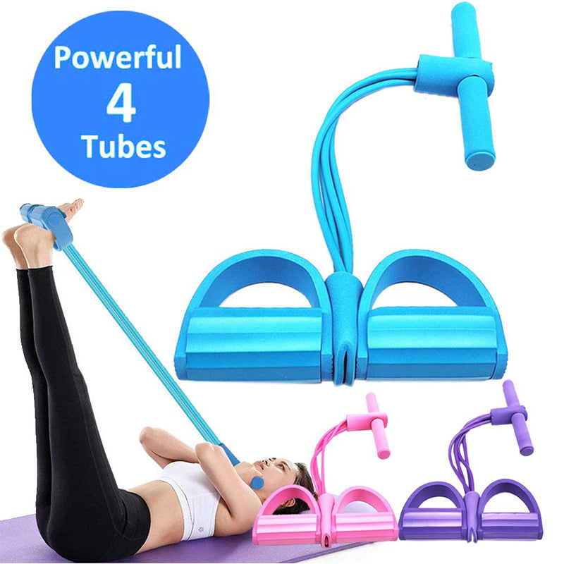 4 Tubes Multifunction Tension Rope Men Women Sit Up Pull Rope Strong Fitness Resistance Bands