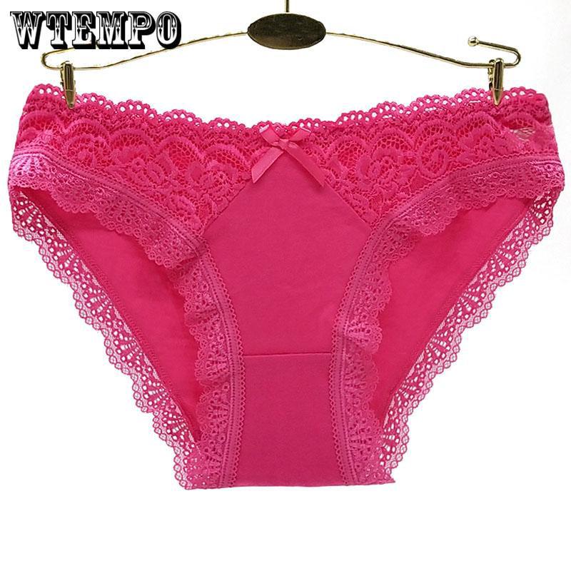 6 Pcs/Lot Cotton floral Lace Panties Everyday Briefs Lingerie woman underwear thongs