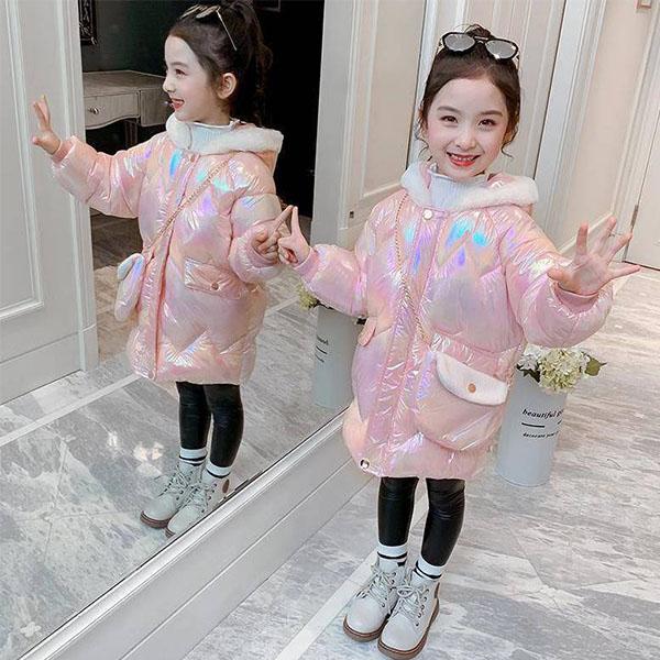 Winter Children's Thicker Girls' Cotton-padded Jackets, Large Children's Girls' Cotton-padded Jackets, Mid-length Jackets