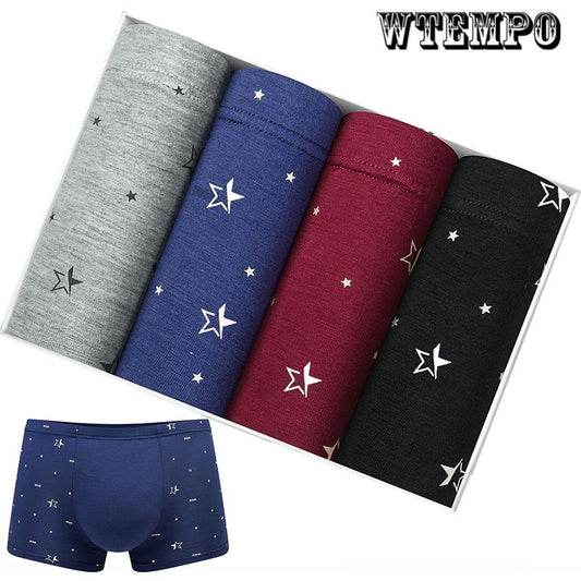 4 Pcs Men Boxer Briefs Underwear Elastic U Convex Underpants Soft and Comfortable Boxer Shorts