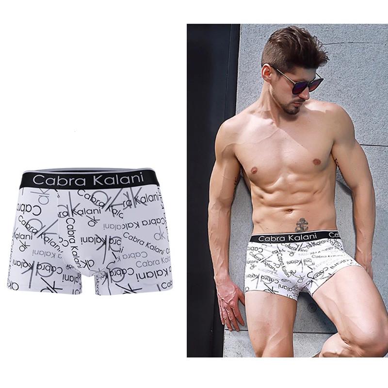 3 PCS Men's Underwear Modal Ice Silk Antibacterial Boxer Shorts Men's Underwear Boxer Briefs Men's Side Seamless Breathable Patterned Underpants