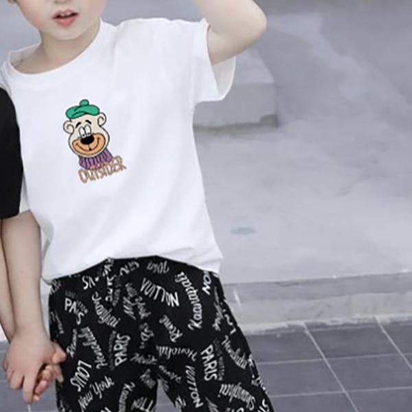 Summer Children's Short Sleeve T-Shirt Korean Style Small and Medium Sized Boys and Girls Fashion Set