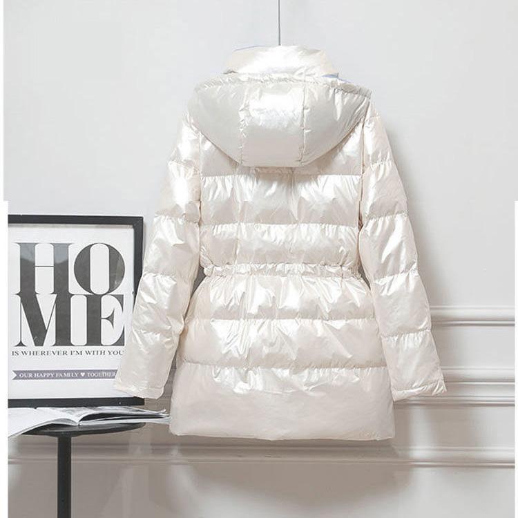 Winter New Down Jacket Women's Mid-length Korean Style Slim Shiny Thick Coat Down Jacket