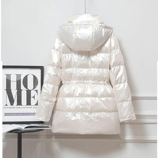 Winter New Down Jacket Women's Mid-length Korean Style Slim Shiny Thick Coat Down Jacket