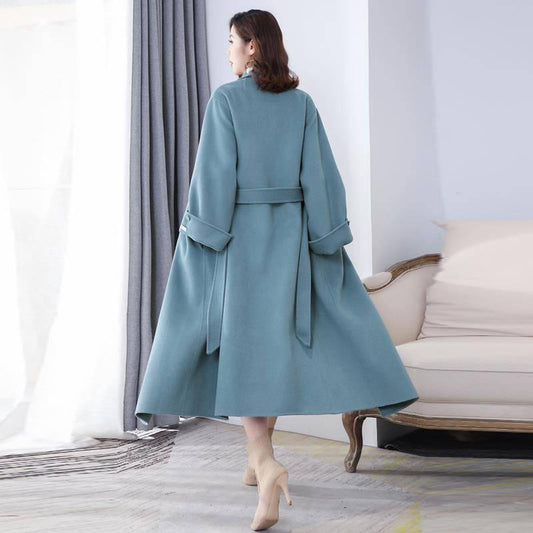 Women Wool Coat 2019 Winter Overcoat Slim Long Wool Jacket Ladies Elegant Wool Blends Outerwear