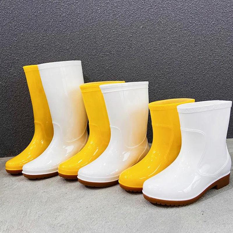 Rain Boots Female Adult Working High Tube Long Tube Fashion Rain Boots Non-slip Waterproof Rubber Boots High-top Thick-soled Water Boots