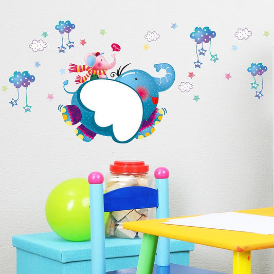 Cute little flying elephant children's bedroom kindergarten creative background wall stickers