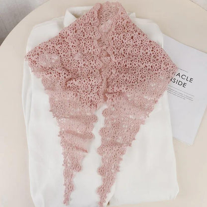 Floral Lace Hollow Small Shawl Thin Silk Scarf Wild Short Sun Protection Small Waistcoat Outside with A Small Scarf Mother Silk Scarf Bag Decoration