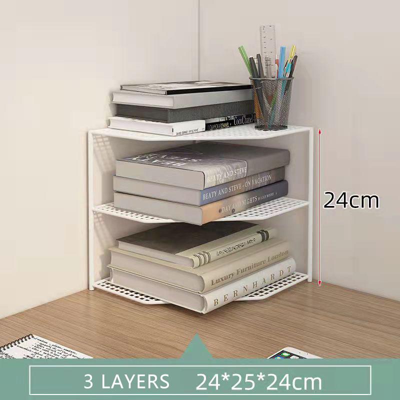 Desktop Corner Bookcase Corner Shelf Triangle Corner Bookcase Storage Rack Kitchen Bathroom Shelf Home Organizer Snack Storage Box