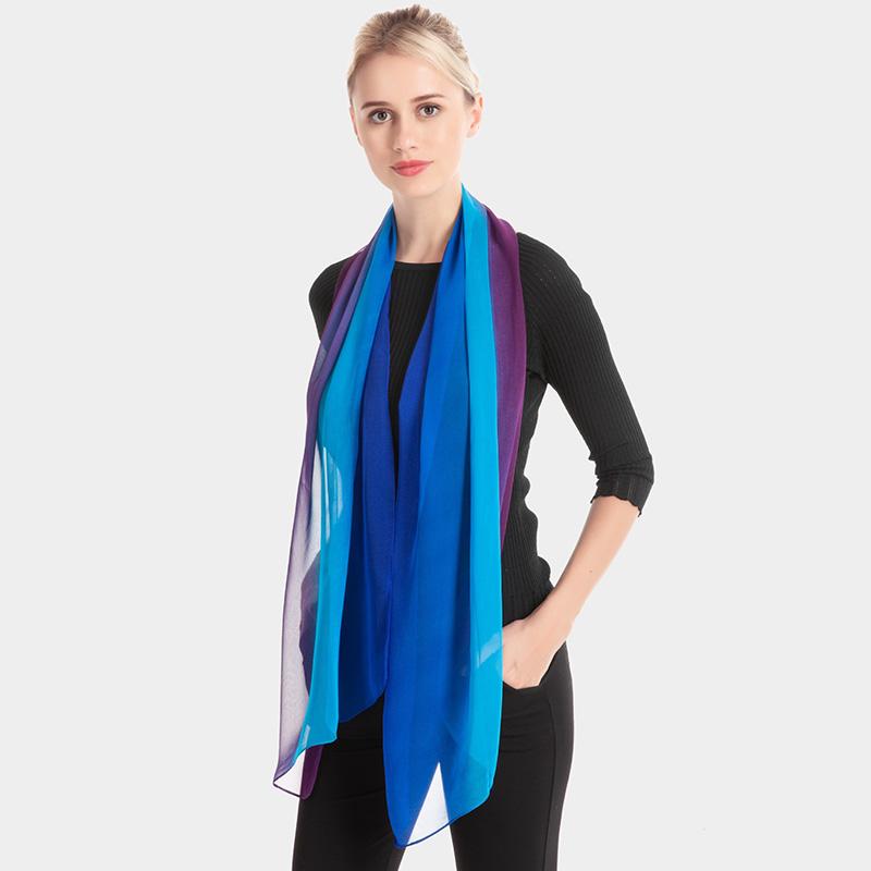 Women's Chiffon Yarn Scarf Spring and Autumn Silk Scarf Multi-color Dance Clothes Accessories Photo Use Two-color Square Scarf Thin Silk Neckerchief