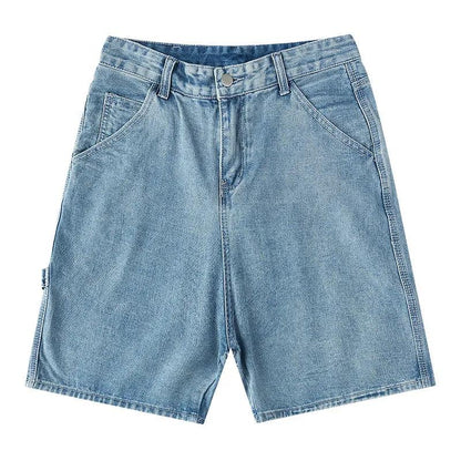 Hip-hop Denim Shorts Men's Summer Trend Wide-leg Loose Five-point Pants Washed Retro Daddy Pants