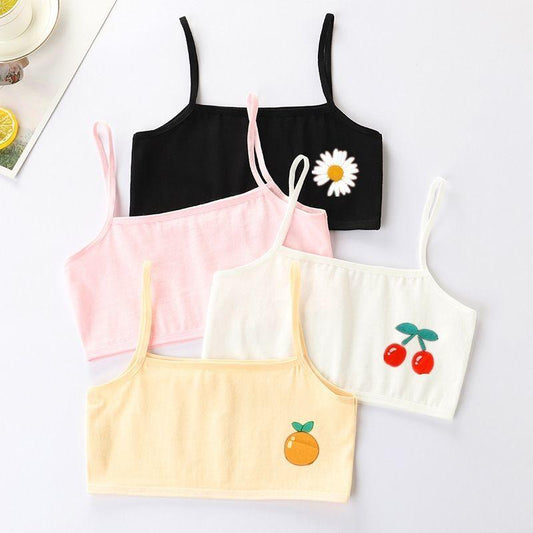 4 Pieces of 8-17 Years Old Girl Bras Girls Children's Cotton Underwear Primary School Students Tube Top