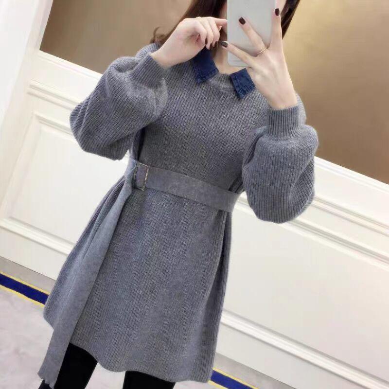 Autumn and Winter Long Loose Sweater Solid Color Knitted Pullover Bottoming Shirt Fashion Simple Women's Sweater