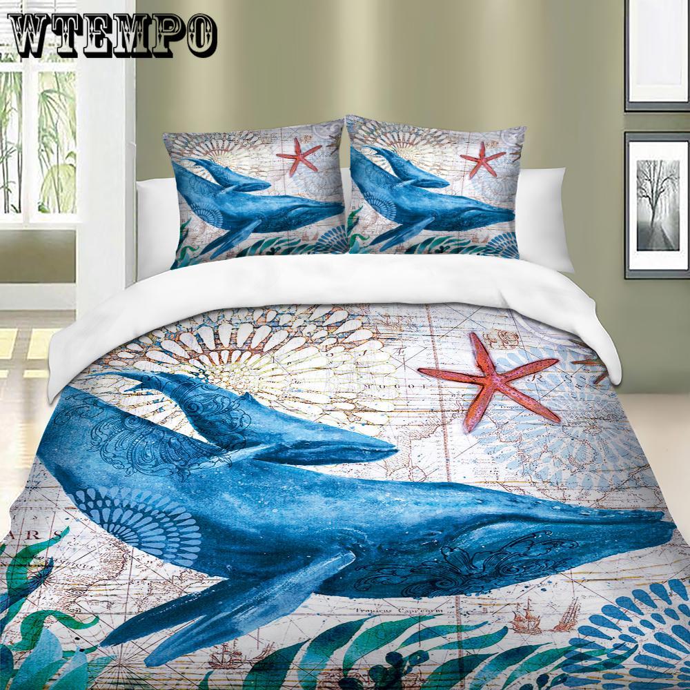 3D whale Bedding Set Duvet Cover Sets For Twin Full Queen King Bed Bedline Home