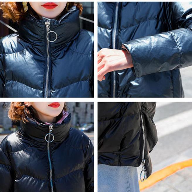 Glossy Down Jacket Women's Mid-length Lightweight Loose Thick Warm White Duck Down Jacket