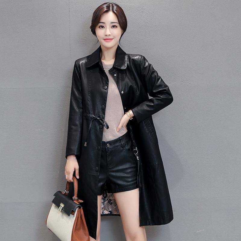 Long sleeve Leather jacket Wild Large size Leather coat Winter Woman's Leather clothing Luxurious