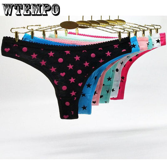 6 Pcs/Lot G-Strings Sexy Thong Underwear Wholesale Ladies Panties Girls Cotton Women Cute dot