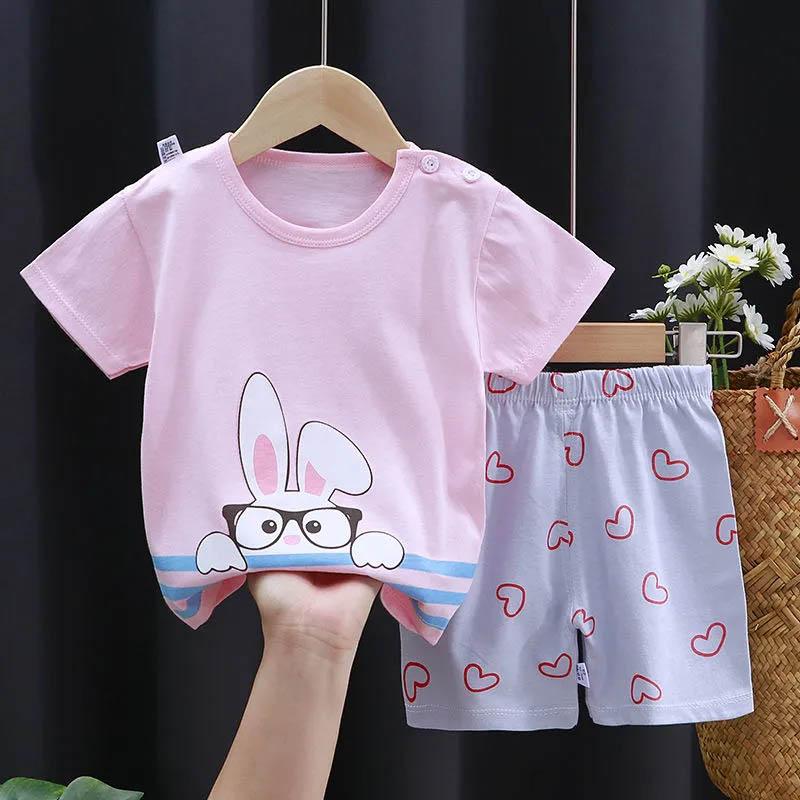 Children's Short-sleeved Suit Cotton Baby Clothes Boy Shorts Half-sleeve 0-7 Years Old Baby T-shirt Summer Children's Clothing