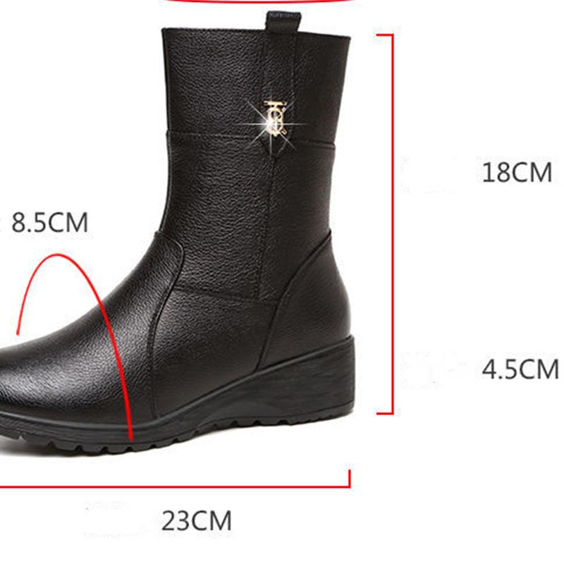 Mid-tube Boots Women's Short Boots Winter Plus Velvet Cotton Shoes Thick-soled Warm Leather