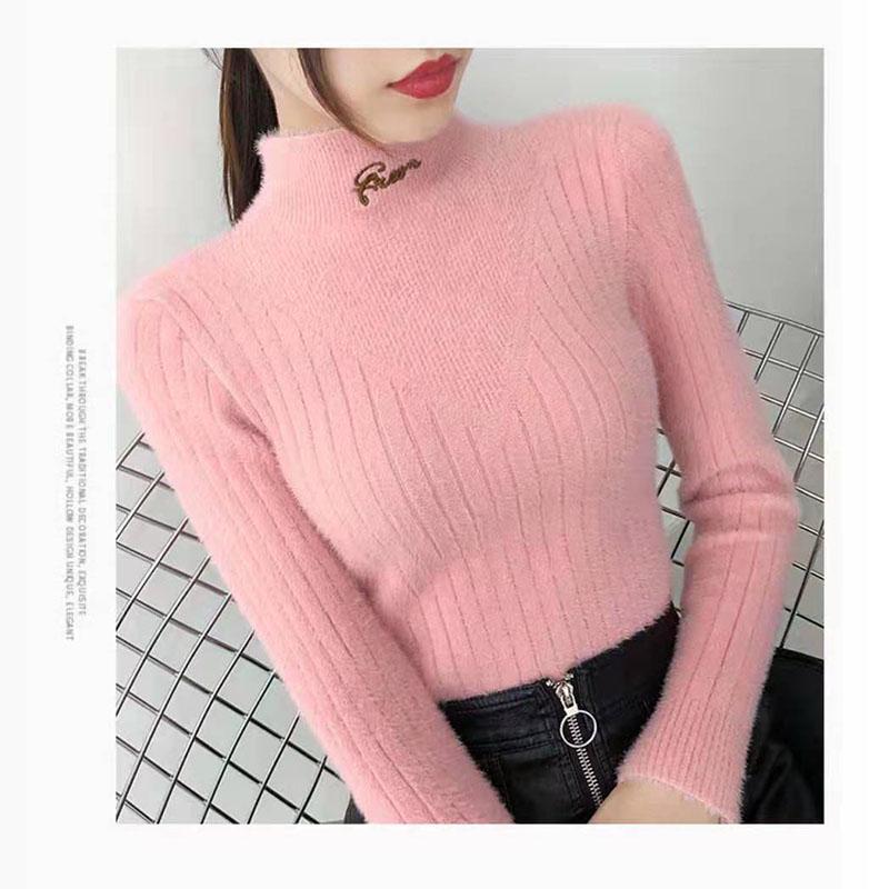 Autumn and Winter Mohair Sweater Short Slim-fit Inner Top Half High Collar Fashion Women's Bottoming Shirt