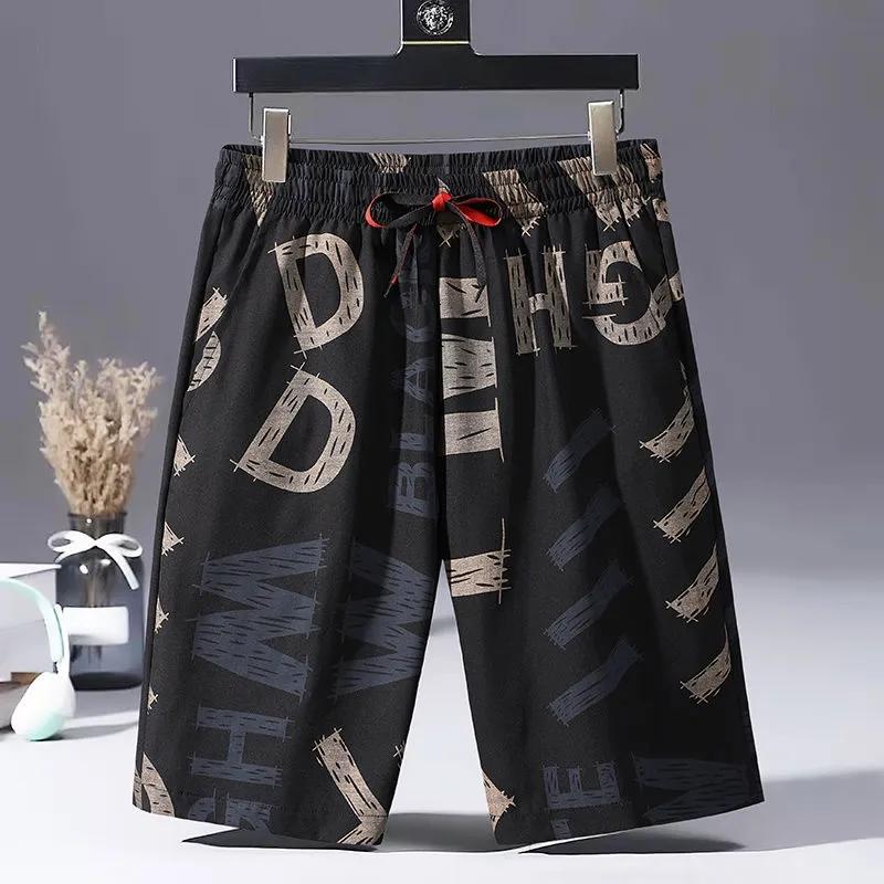 Summer Casual Shorts Men's Ice Silk Trend All-match Outer Wear Beach Pants Straight Loose 5 Five Points Medium Pants