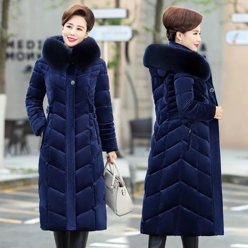 Women's Mid-length Down Jacket Winter Korean Loose Cotton Clothes Casual Hooded Padded Jacket Quilted Jacket