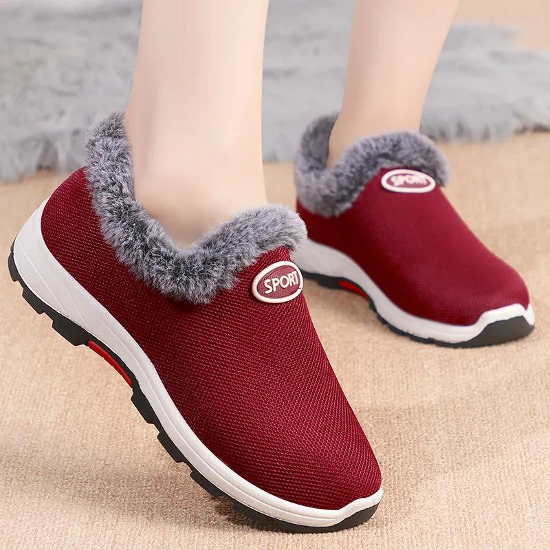 Women's Winter Plush Thickened Cloth Shoes Solid Color Lightweight Anti-skid Wear-resistant Soft Soled Cotton Shoes