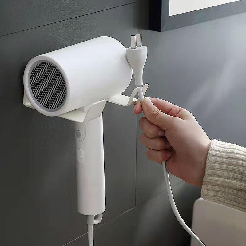 Punch-free Hair Dryer Shelf Toilet Bathroom Hair Dryer Shelf Charger Storage Shelf Carbon Steel Hooks Rails Kitchen Shelf Small Hook