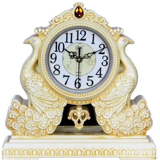 Swing Table Clock Wall Clock for Two Living Room Large Desk Clock European Style Retro Creative Silent Quartz Clock Pendulum