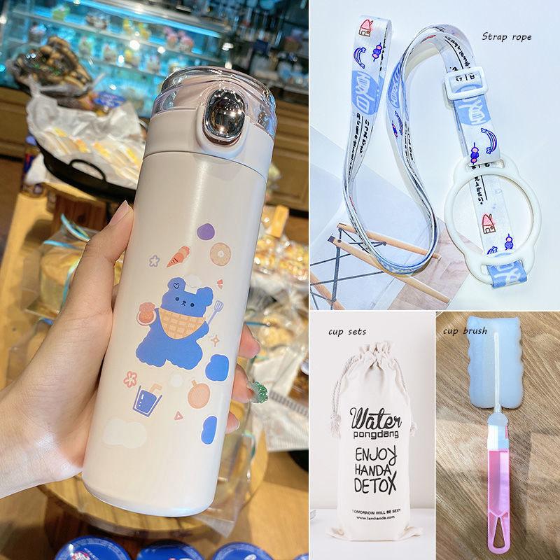 Water Cup Thermos Cup Vacuum Cup Female Student Cute Girl Heart Simple 304 Stainless Steel Cup Travel Cup Convenient To Carry Coffee Cup with Milk