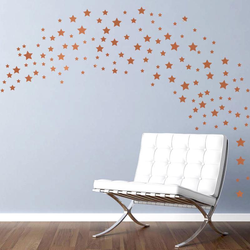 Bronze gold stars cabinet TV wall glass window kindergarten decorative wall stickers removable