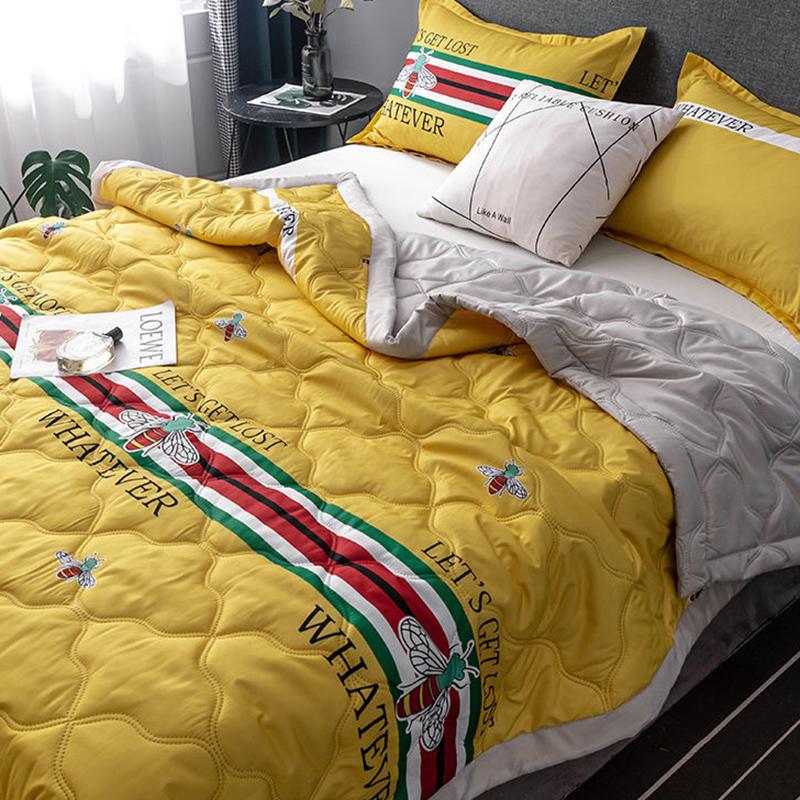 Summer Ice Silk Cool Quilt Four Seasons Universal Soft Washed Cotton Skin-friendly Feather Velvet Air-conditioning Quilt