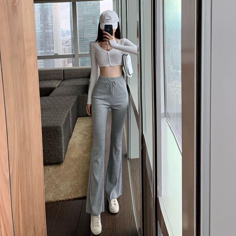 Bell Trousers Spring and Autumn Korean Women's High-waist Drape Drawstring Casual Pants Slimming Pants