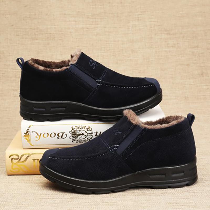 Winter Men's Cotton Shoes Plush Thick Warm Low-top Soft-soled Shoes Lazy Shoes