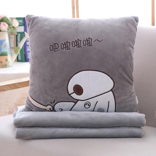 Portable Pillow Quilt Dual-use Office Back Cushion Three-in-one Nap Soft Flannel Blanket Nap Cute Pillow Nap Warm Cover Blanket Quilt