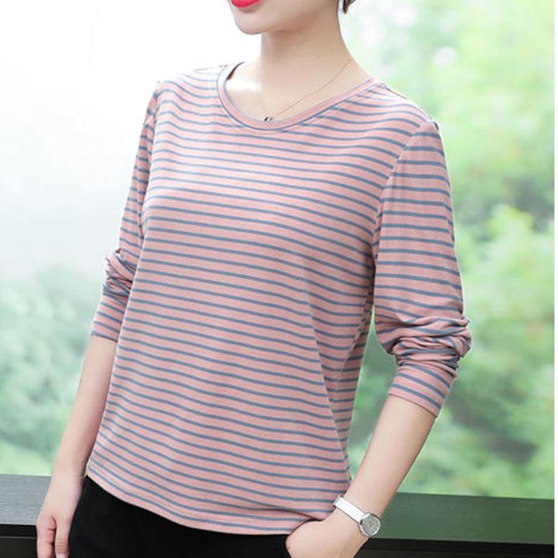 Casual Cotton Basic T-shirt Women Loose Long Sleeve  Tee Shirts Female Solid Tees Ladies Fall Tops Pullover