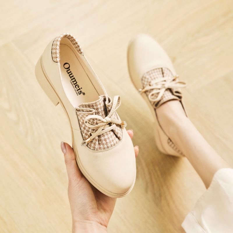 Retro Leather Shoes, Gentle Shoes Women's All-match Women's Shoes Retro Single Shoes Mid-heel Shoes Elegant and Cute Shoes