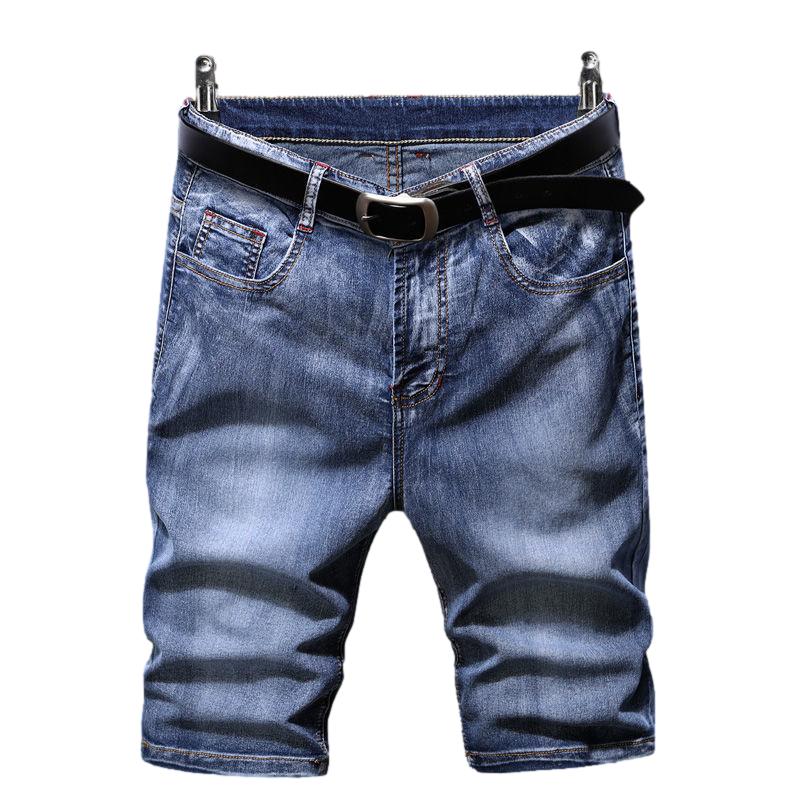 Denim Shorts Men's Stretch Summer Thin Section Loose Wild Straight Five-point Pants Men's Casual Pants Black Trend