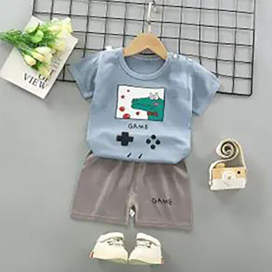 2PCS Children Clothing Set Spring Summer Girls Suits Printing Short Sleeve Tops + Pants Clothing Set