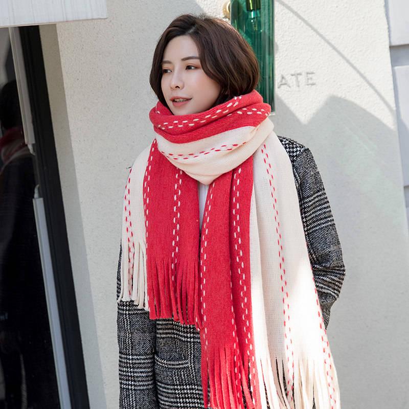 Scarf Women Autumn Winter Female Wool Plaid Svarves Ladies Cashmere Scarves Long Shawl Wrap Blanket