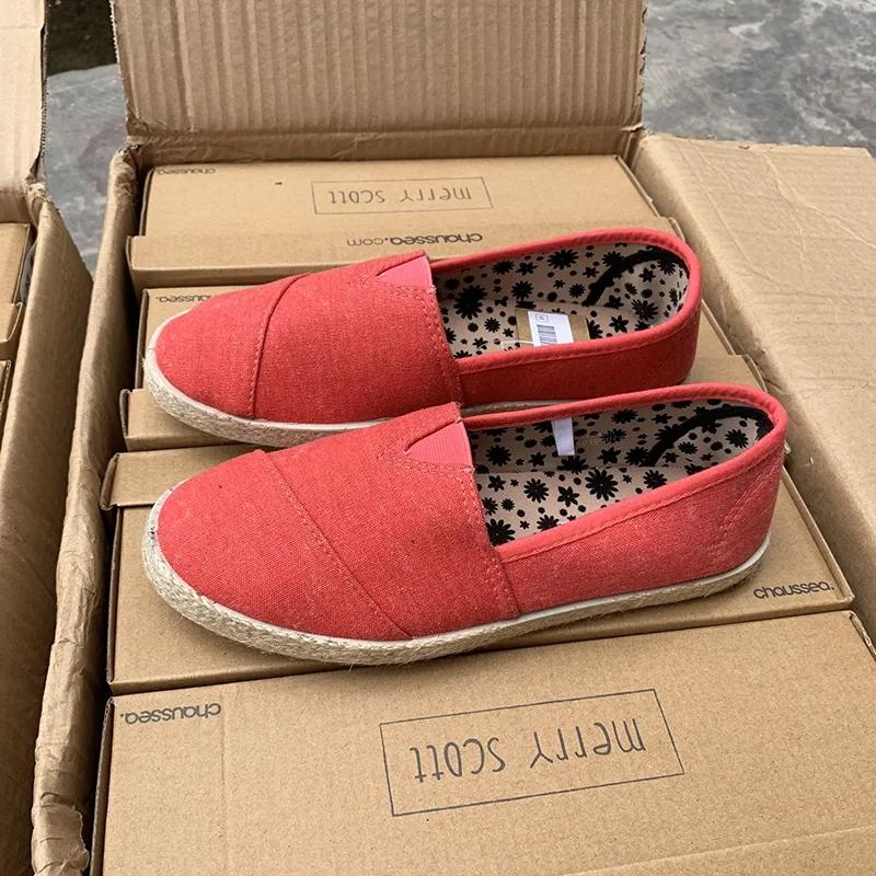 Spring and Autumn Flat Canvas Shoes Women's Slip on Breathable Non-slip Soft Sneakers Pregnant Lady Flat Heel Driving Shoes