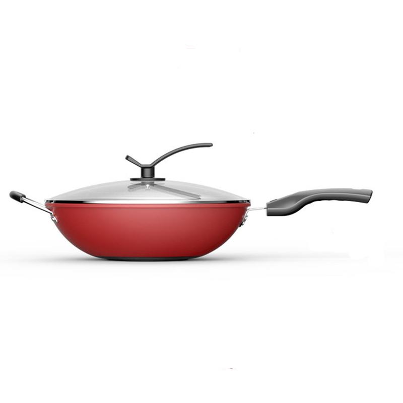 Wok Non-stick Pan Household Cooking Pan with Less Oily Smoke Iron Pan Induction Cooker Gas Universal